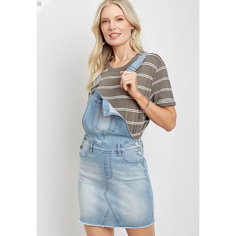 Kancan For Maurices Light Wash Overall Skirt Style 121355 Dress Sz M